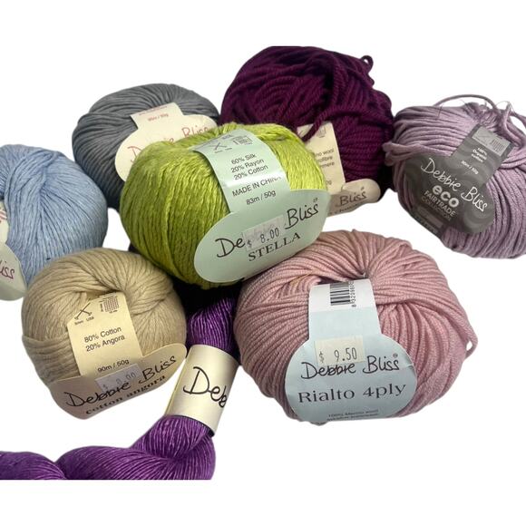 8 Skeins Debbie Bliss Assorted Yarns | Cashmere Cotton Wool | Pink Purple Blue - Picture 2 of 11